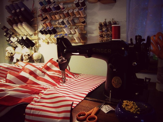 Sewing a new bustle on my 1946 machine