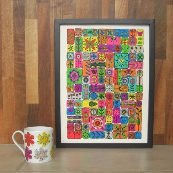 Colour it yourself screenprint art by Summersville.  I love to color--I always have.  This strikes both the kid and the adult in me!